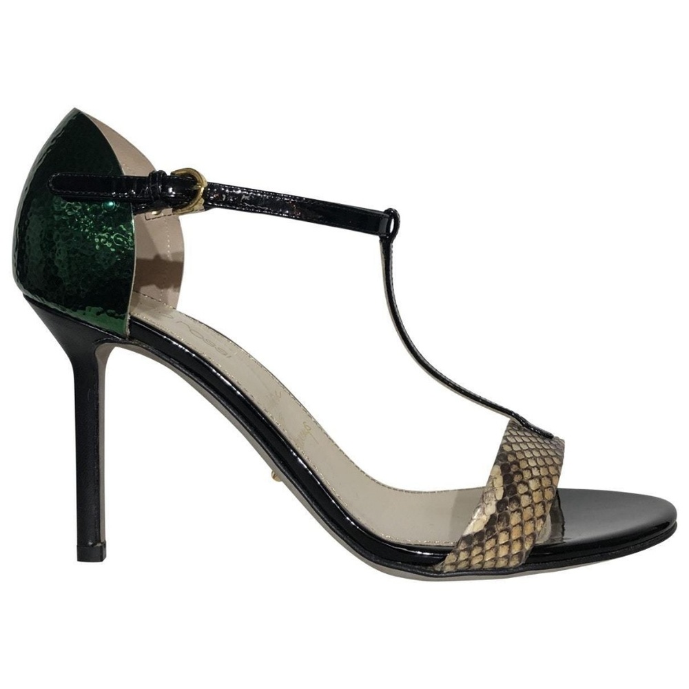 Sergio Rossi High Heel Python Sandals - Green